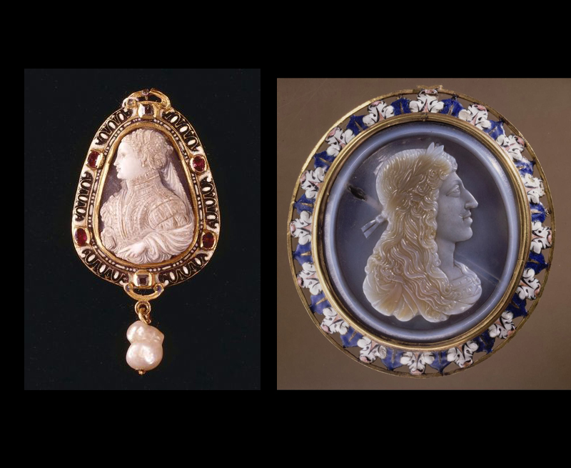 Antique Gallery Soleil アンティークジュエリー / ルネサンス 大詩人ダンテ と 聖ジョージ の ダブルフェイス カメオ &インタリオ